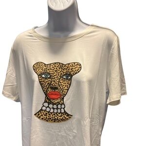 Bouffants & Broken Hearts Lounge Pajama Set Graphic Printed Top Pants Small